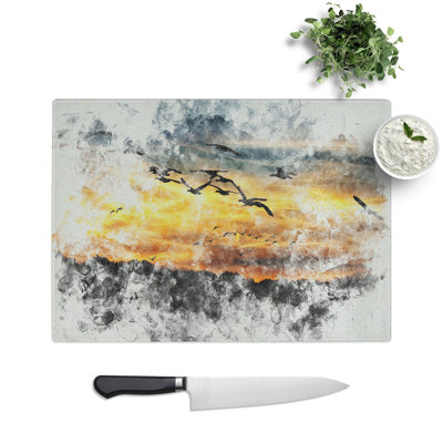 Geese at Sunset Watercolour Chopping Board