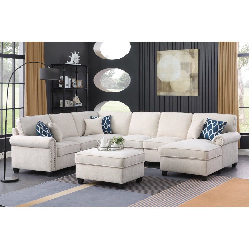 Canapé modulaire Burghart, Chenille blanche