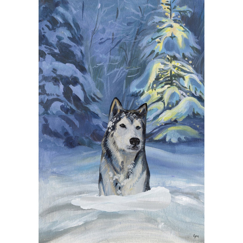 «Husky in the Snow», reproduction d'art sur toile tendue, 30" H x 20" L x 1,5" D