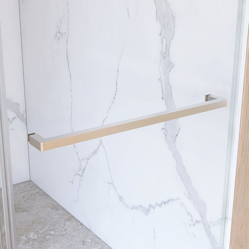 55-59" Double Sliding Frameless Shower Door, Brushed Nickel