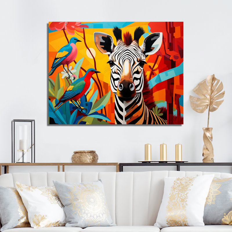Pop Art, faune, zèbre, reproduction d'art sur toile, Toile tendue, H 34 po x l 44 po x P 1,5 po