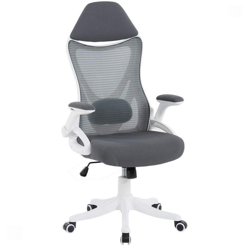 Chaise de bureau en filet Levarn, gris, Blanc