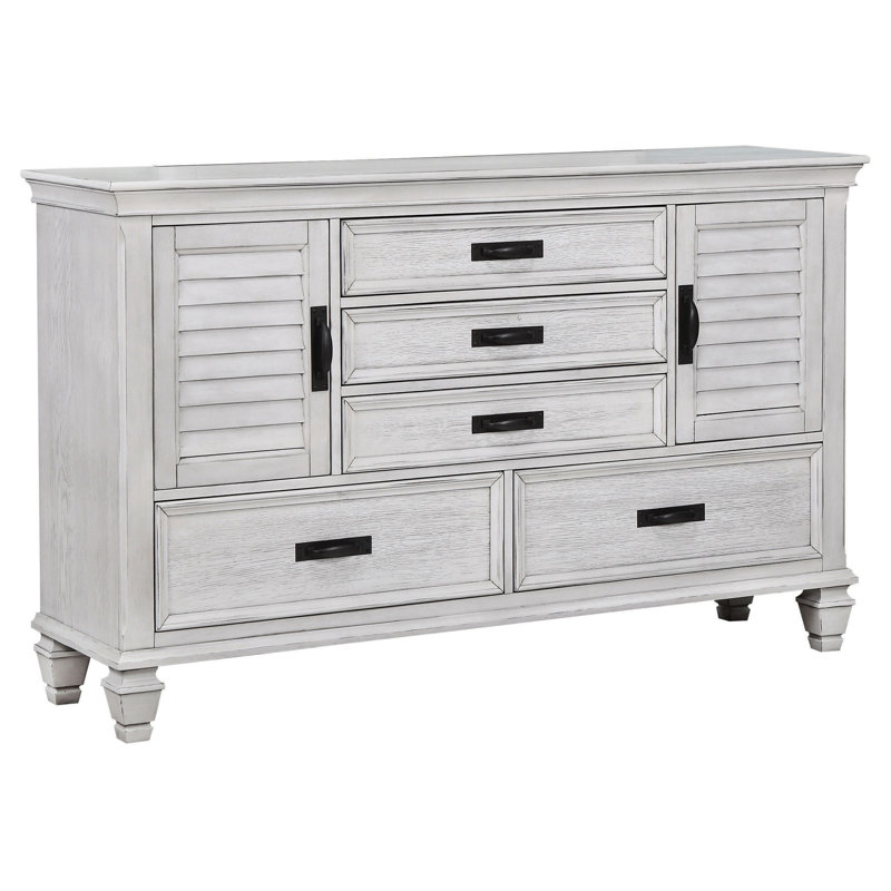 Ranbir 5-drawer Dresser Distressed White, White