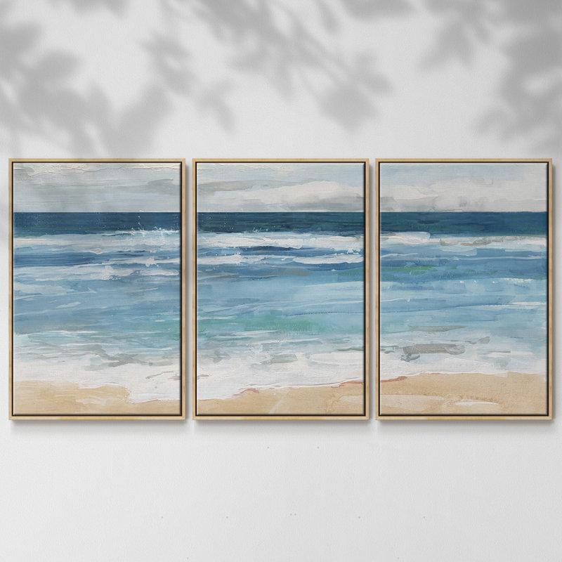 3 pièces Ocean Waves II, Naturel, H 36 po x l 75 po x P 2 po