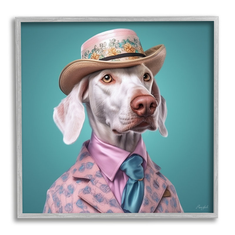 Chien de fantaisie encadré Az-175 par Roozbeh, H 24 po x l 24 po x P 1,5 po, Estampe numérique Farmhouse