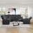 Modern Faux Leather Power Reclining Sectional Sofa & Recliner Chair Set With Led Lighting And Cup Holders