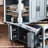 Kitchen Island With Rubber Wood Veneer, Extendable Table, 2 Drawers, Cabinets, Internal Storage Rack, Power Outlet, 6+2 Wheels, Mobile Design In Grey Blue, Ample Storage, Full - Extension Rail, Ac-1079653230