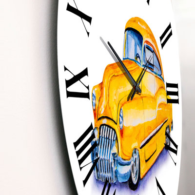 Horloge murale industrielle jaune voiture rétro