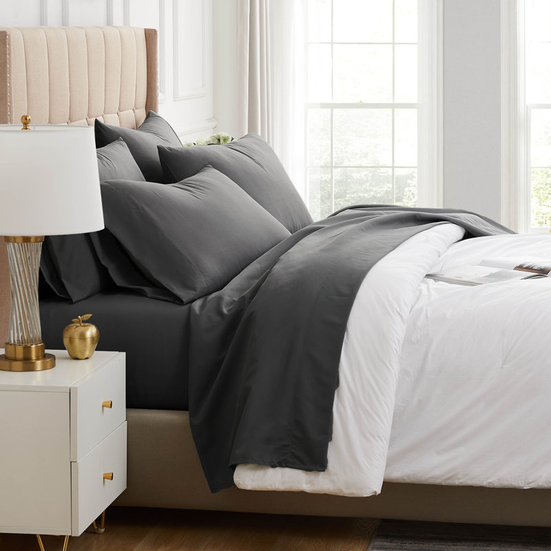 Southshore Fine Linens Vilano Springs Extra Deep Pocket 4-Piece Sheet Set, Ultra Soft Double-Brushed 110 GSM Microfiber Bedding, 21-Inch Deep Pocket, 2 Pillowcases, Twin, Slate