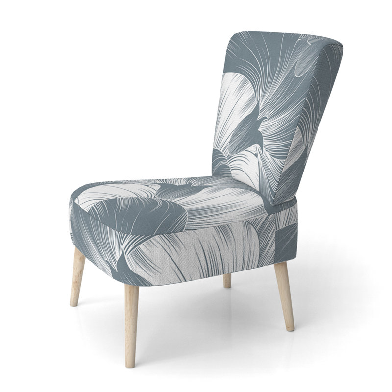 Accent Chair, Beige Floral Pattern Upholstered Decor - Beige Floral Pattern II, Gray/White