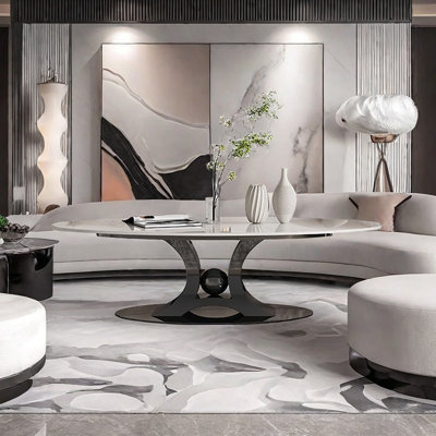 Italian minimalist oval rock table