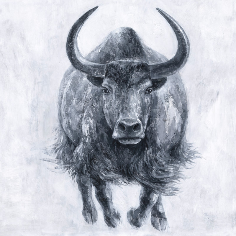 " Running Bull Ox " Painting Print, 40" H x 40" W x 1.5" D