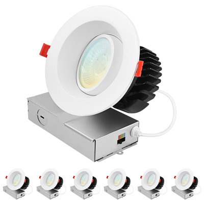 Luminaire encastré à DEL à cardan de 4 pouces Luxrit J-Box CRI90 18W 5CCT 2700K-5000K 1500LM, lumière DEL directionnelle à intensité variable