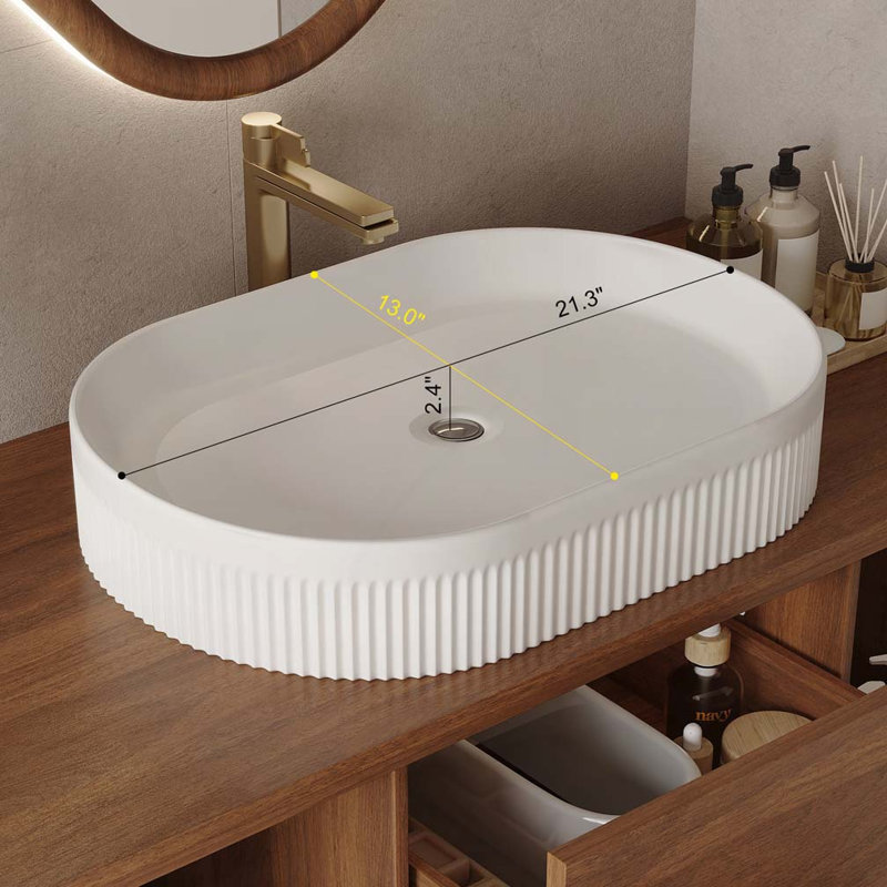 Meuble-lavabo mural 39,4 po avec céramique ovale