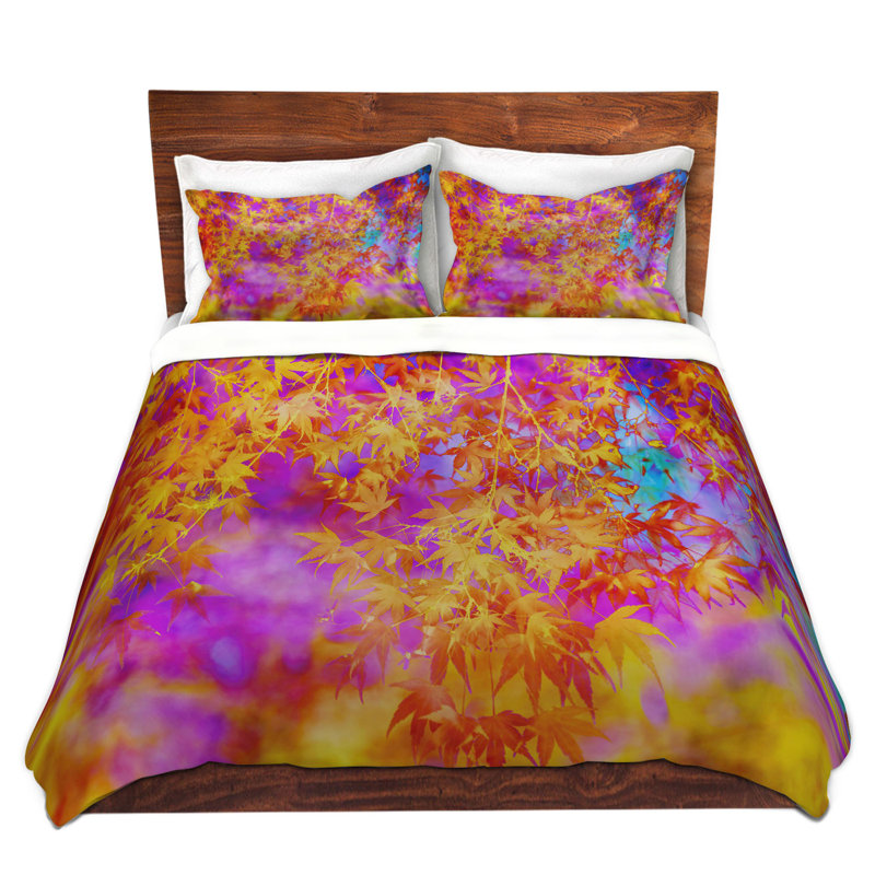 Ensemble de housse de couette en microfibre DiaNoche par Sylvia Cook - Neon Leaves