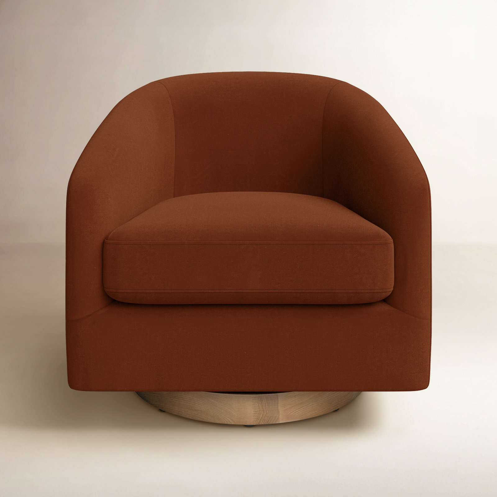 Bennett Linen Swivel Barrel Chair, Bella Burnt Orange Performance Velvet