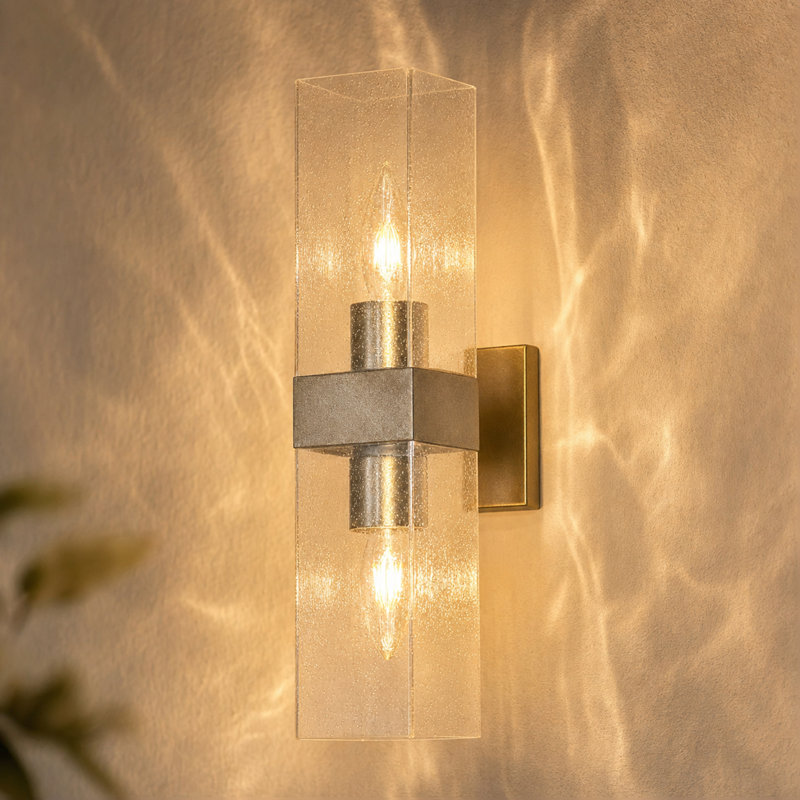 Modern Cylinder 2-Light Warm Silver Wall Sconce