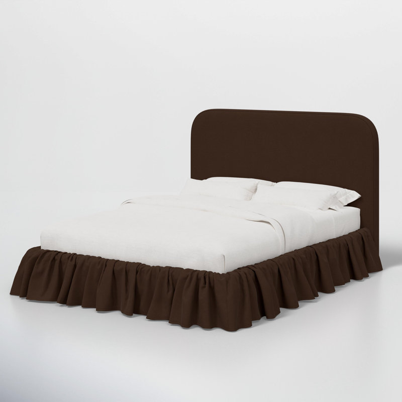 Mina Ruffle Platform Bed, Queen, Classic Chocolate Linen