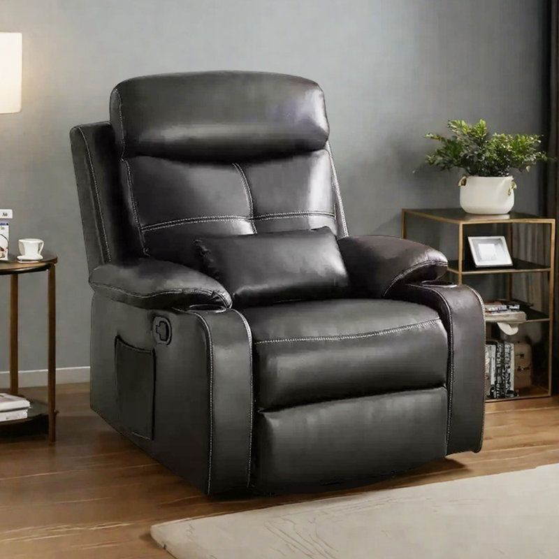 Fauteuil inclinable multifonctionnel avec porte-gobelet Comfy, Similicuir noir