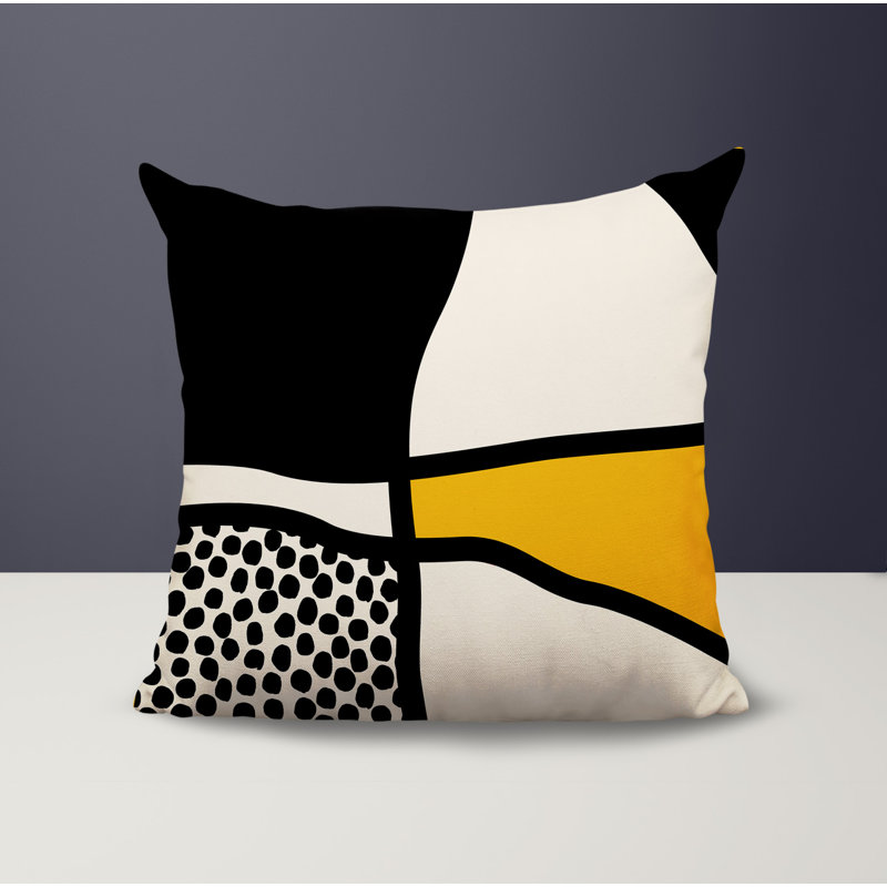 Vie Abstract Reversible Indoor/Outdoor Square Pillow, 19"H x 19"W, Yellow