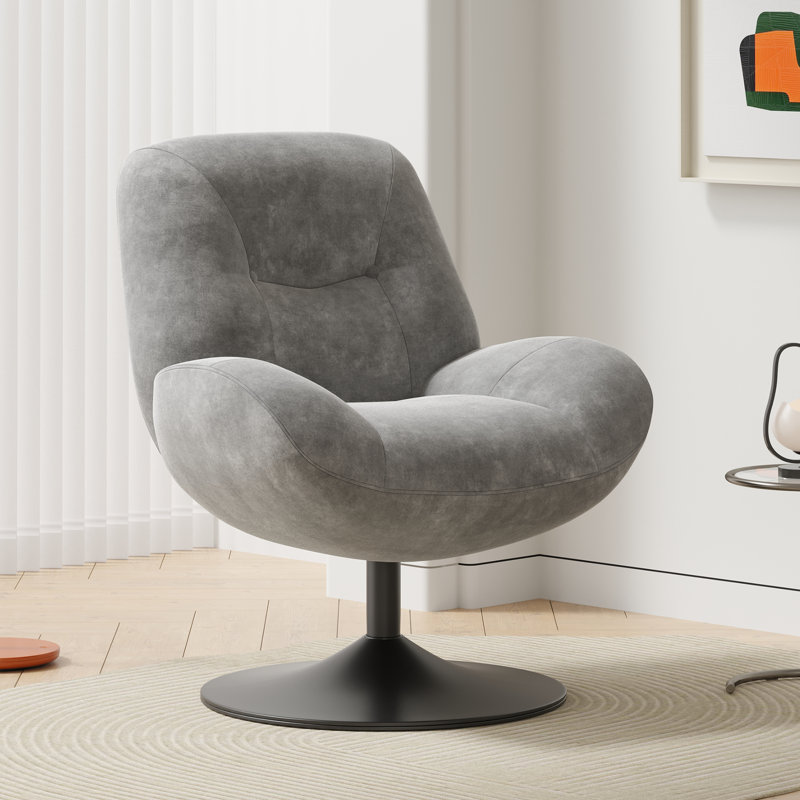 Upholstered Swivel Accent Chair, Grey