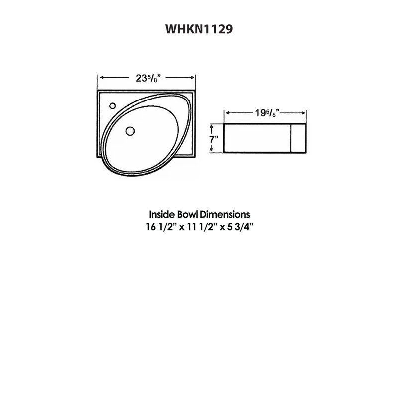 Whitehaus 19.625'' Vitreous China Oval Bathroom Sink with Overflow
