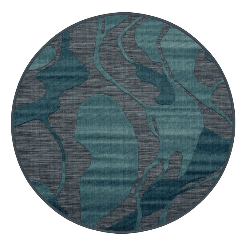 Tapis abstrait gris lavable à la machine, Rond 5 pi