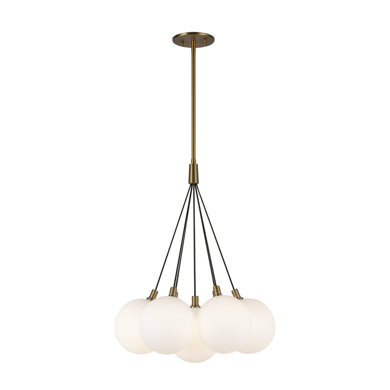 Lustre à DEL Bolla, 7, Or brossé, H 18 po x l 16,5 po x P 16,5 po
