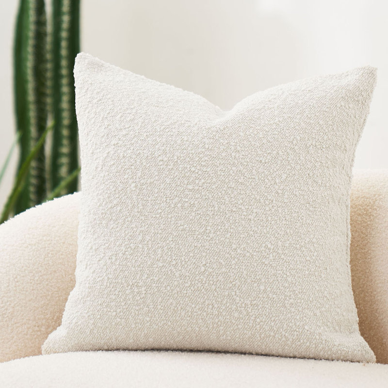 Housse de coussin Luxury Boucle, housses de coussin décoratives carrées de 18 pouces pour canapé-lit, taies décoratives blanches modernes