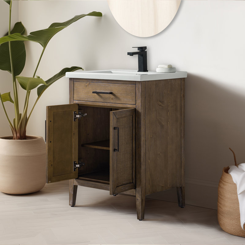 Ensemble de meuble-lavabo simple 24 po Sebastiano, Brun antique