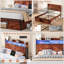 Élégante base de lit pleine grandeur avec rangement et éclairage DEL - Lit plateforme en métal et en bois aggloméré brun pour les chambres confortables-927584351