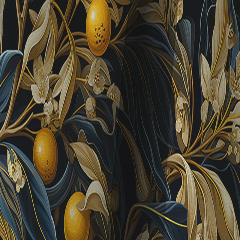 Motif de citronnier jaune et noir - Rideau floral - Rideau occultant floral - 1 panneau, L 52 po x L 108 po