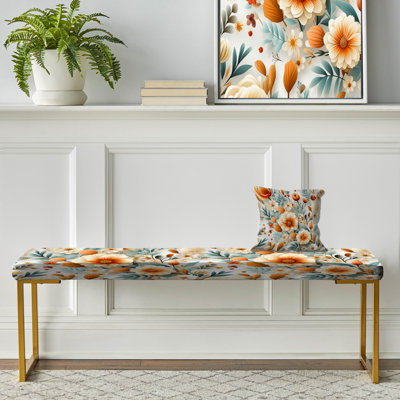 Banc de jardin orange à motif de coquelicots orange - Serenety