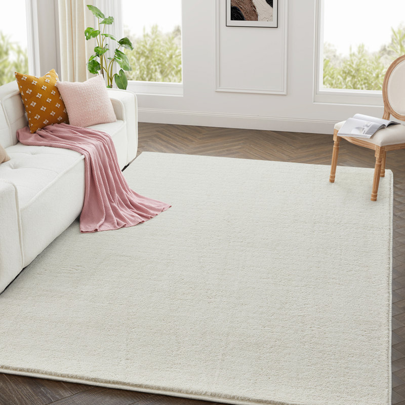 Solid Color Machine Tufted Pashmina Area Rug., Cream, Rectangle 80 x 150 cm