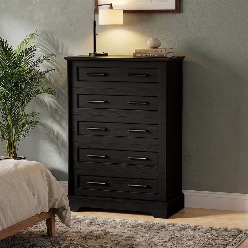 Commode à 5 tiroirs de 31 po, commode de rangement verticale pour chambre à coucher, commode de haute qualité pour le salon, couloir, garde-robe
