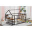 Structure de lit pleine grandeur en métal avec bureau, tablettes, prises de courant et ports USB-165159241