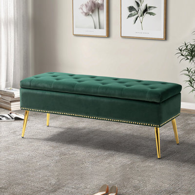 Banc de rangement rembourré en velours Kajana