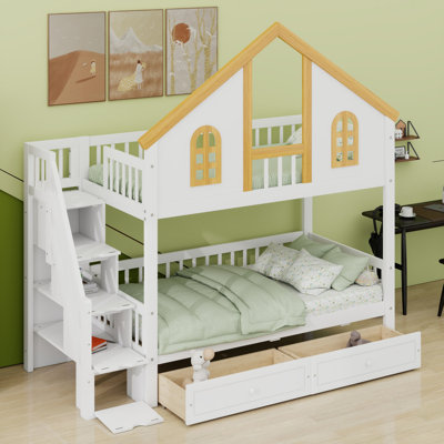 Bunk Bed Featuring Window  , Under-Bed Drawers