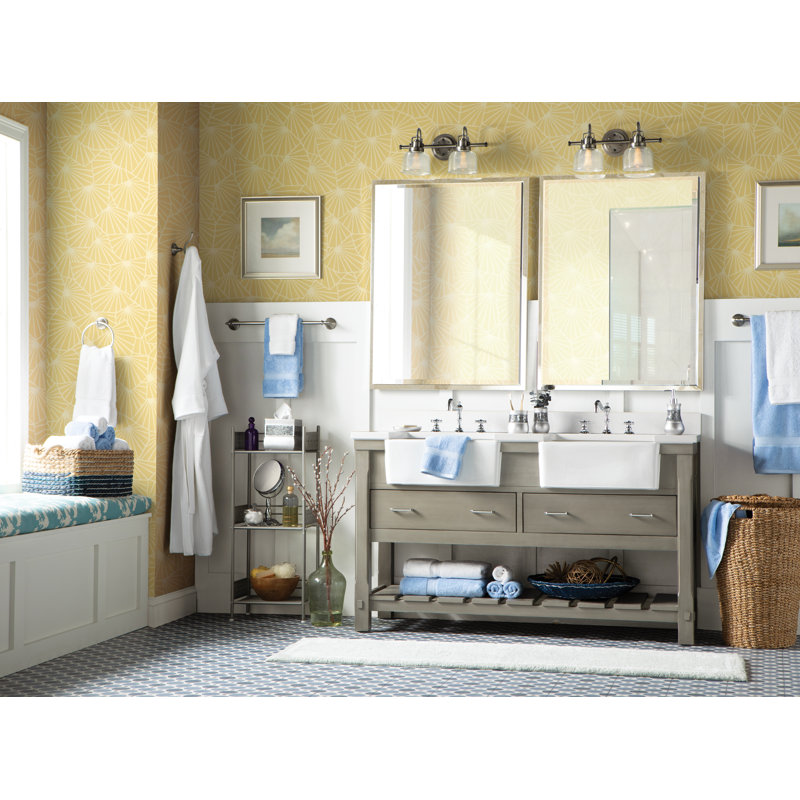 30x24" Chrome Stainless Steel Metal Beveled Wall Mirror for Bathroom Vanity, Bedroom, Living Room, Hallway, Entryway 