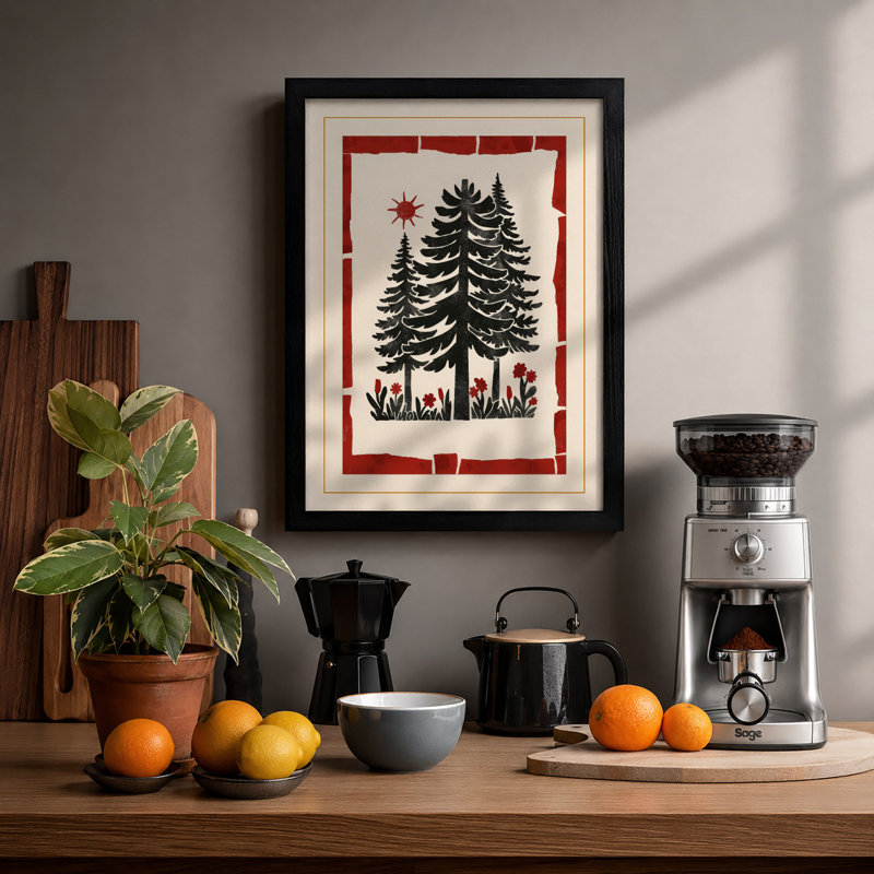 Yuletide Tree Geometric - Print, Black, A4 - 29.7 x 21.0 cm