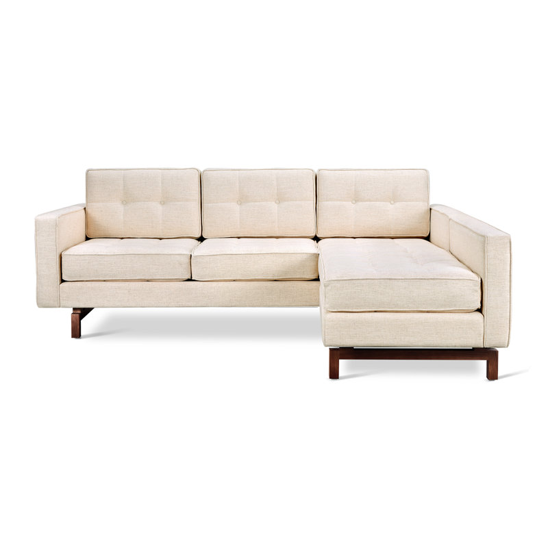 Jane 2 Chaise Sectional, Parliament Stone Performance Twill, Walnut