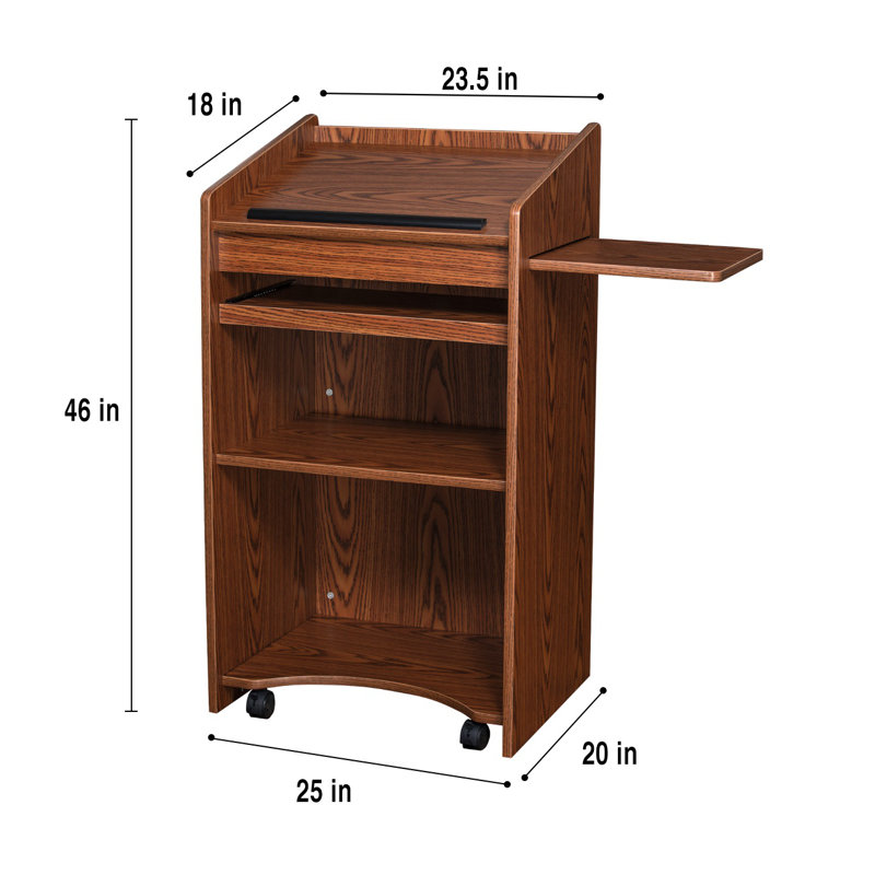 Richmond Deluxe Lectern Cart, Medium Oak, Red Wood