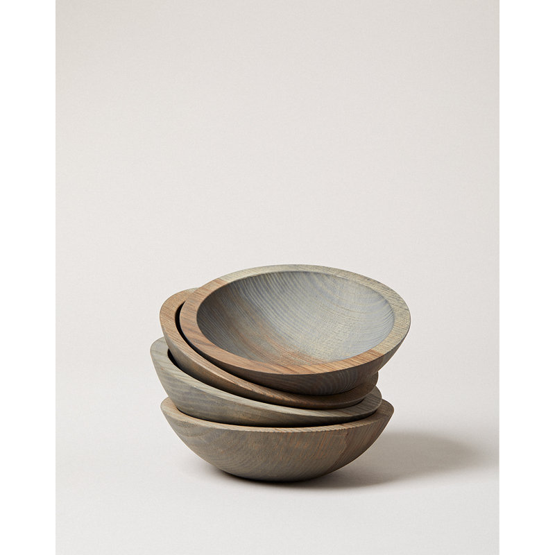 Wood Salad Bowl, Gray, 15"