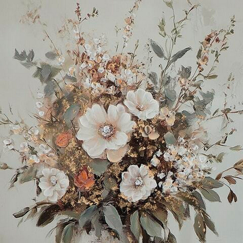 Ensemble de 2 fausses fleurs, feuille d'or embelli, gris 24 x 35 Faiz