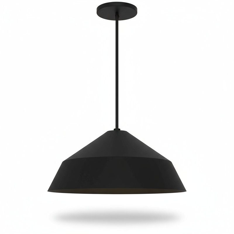 Luminaire suspendu à DEL 22 po de diamètre noir intégré, H 10 po x l 22 po x P 22 po, 1500 lumens