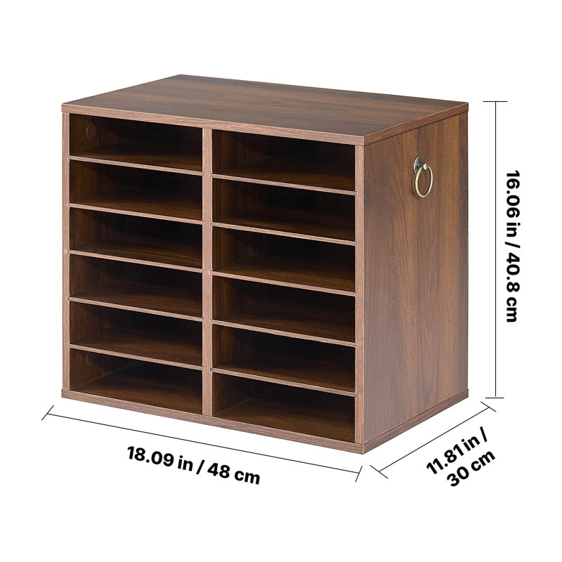 VEVOR 12 Compartment Mailroom Table Accessory, Vintage/Brown
