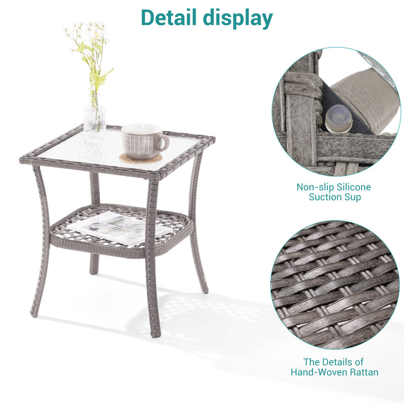Table d'appoint extérieure H 18 po x l 18 po Houa, Gris
