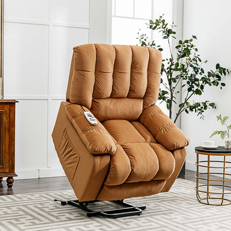 Fauteuil inclinable rembourré Muguette, Velours brun