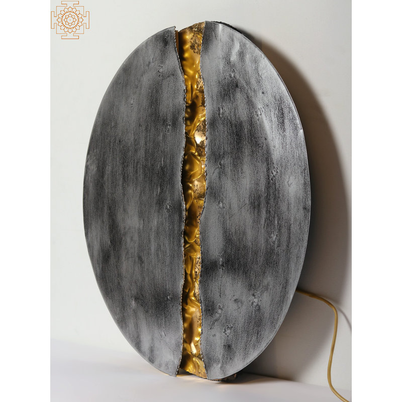  23" Iron Round Shape Decorative Wall Art With Light