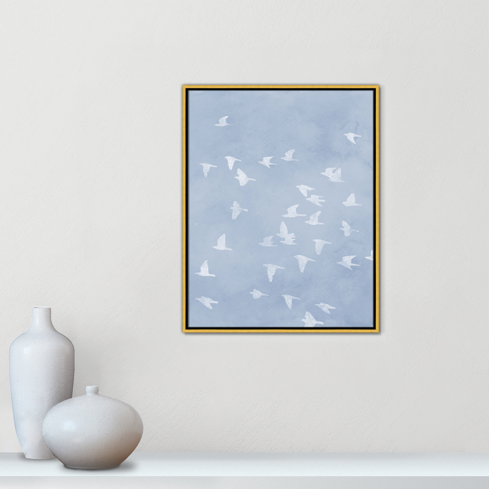 Flying Friends Print by Marcus Prime, 23.5'' W x 29.5'' H, Gold Floater